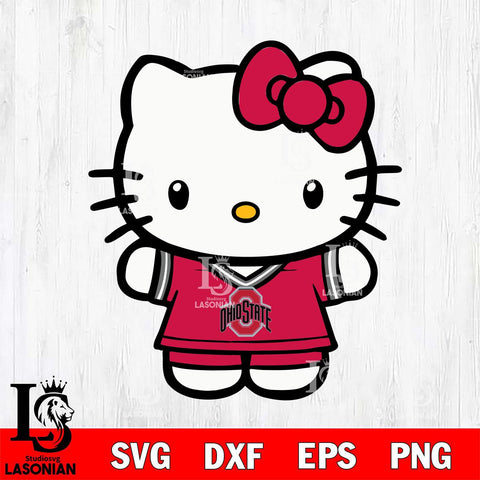 Ohio State Buckeyes Cute Hello Kitty Football 6 Svg Eps Dxf Png File, NCAA svg, Digital Download, Instant Download