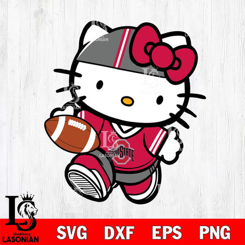 Ohio State Buckeyes Cute Hello Kitty Football 9 Svg Eps Dxf Png File, NCAA svg, Digital Download, Instant Download