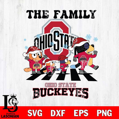 Ohio State Buckeyes Family Bluey Christmas Svg Eps Dxf Png File, Digital Download