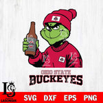 Ohio State Buckeyes Grinch Drinking Beer Christmas Cut Files Cricut, Svg Dxf Eps Png file, Digital download , Silhouette