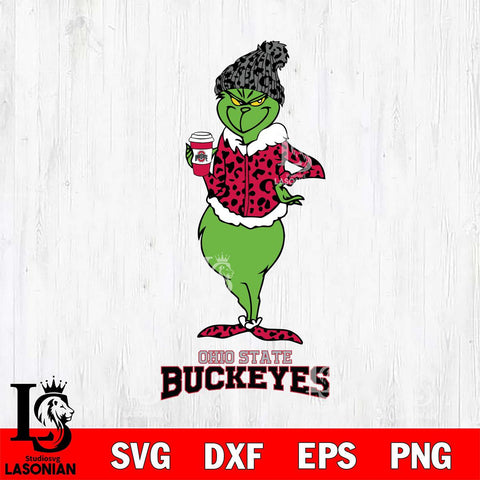 Ohio State Buckeyes Grinch Leopard Coffee Svg Eps Dxf Png File, Digital Download, Instant Download