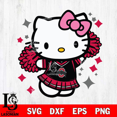 Ohio State Buckeyes Hello Kitty Cheerleader 4 Svg Eps Dxf Png File, Digital Download, Instant Download