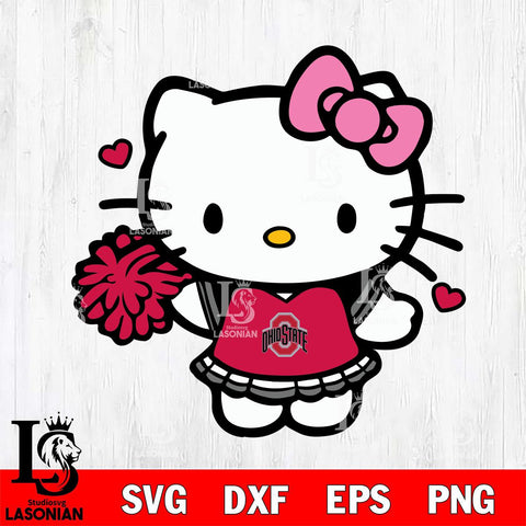 Ohio State Buckeyes Hello Kitty Cheerleader 6 Svg Eps Dxf Png File, Digital Download, Instant Download