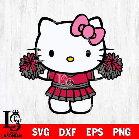 Ohio State Buckeyes Hello Kitty Cheerleader 9 Svg Eps Dxf Png File, Digital Download, Instant Download