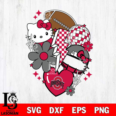 Ohio State Buckeyes Hello Kitty NCAA 2 Svg Eps Dxf Png File, Digital Download, Instant Download