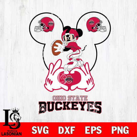 Ohio State Buckeyes Mickey Heart Rugby Svg Eps Dxf Png File, Digital Download ,Instant Download, Cricut File