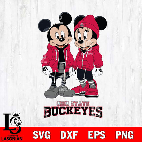 Ohio State Buckeyes Mickey Minnie Mouse Rugby Svg Eps Dxf Png File, NCAA svg , File Cut , Digital Download , Instant Download, Cut Svg Files