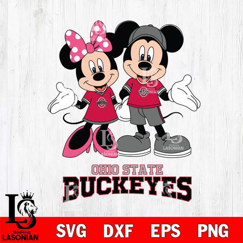 Ohio State Buckeyes Mickey Minnie Mouse Sport Svg Eps Dxf Png File, NCAA svg , File Cut , Digital Download , Instant Download, Cut Svg Files