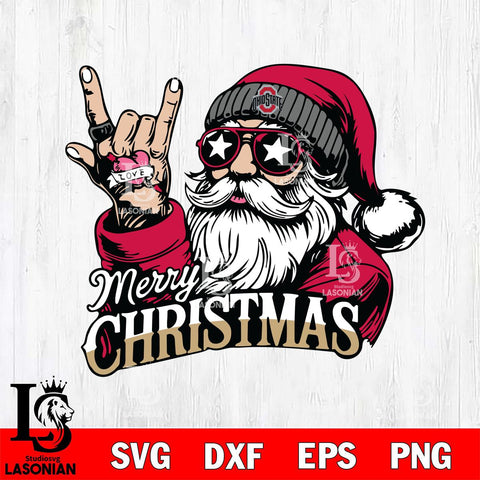 Ohio State Buckeyes Rock Santa Claus Football Svg dxf eps png pdf file,NCAA svg,Digital Download,Cricut file