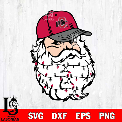 Ohio State Buckeyes Santa Claus Face Svg dxf eps png pdf file,NCAA svg,Digital Download,Cricut file