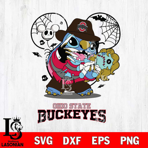 Ohio State Buckeyes Stitch Freddy Krueger Halloween Svg Eps Dxf Png File, Digital Download, Instant Download