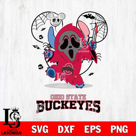 Ohio State Buckeyes Stitch Ghost Face Halloween 2 Svg Eps Dxf Png File, Digital Download, Instant Download