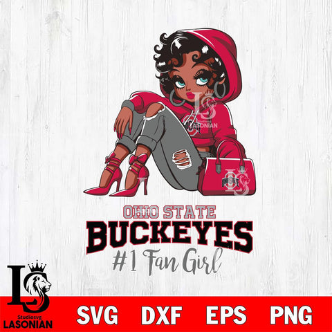 Ohio State Buckeyes #1 beauty Black Fan Girl, Svg Eps Dxf Png File, Digital Download