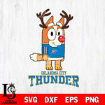 Oklahoma City Thunder Bluey Chilli Christmas Deer Svg Eps Dxf Png File, Digital Download