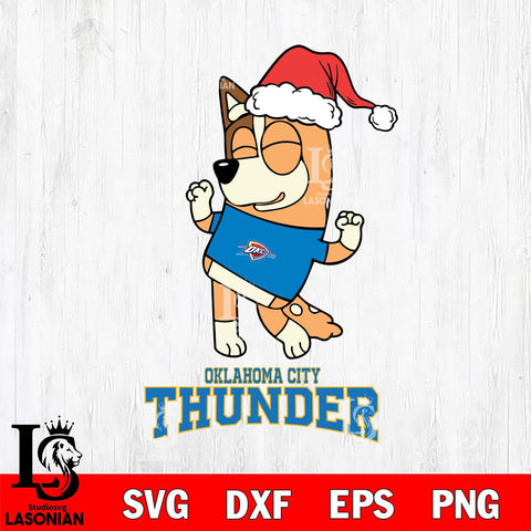 Oklahoma City Thunder Bluey Chilli Happy Christmas Svg Eps Dxf Png File, Digital Download