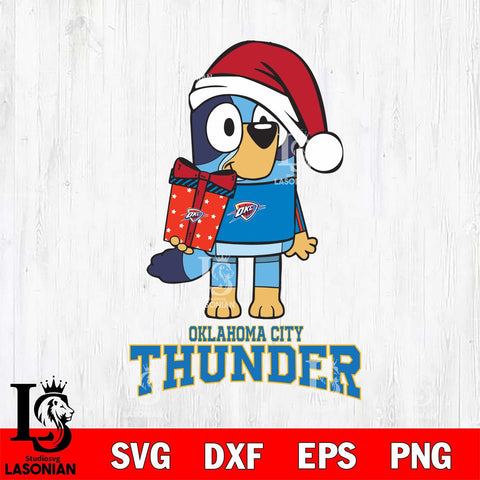 Oklahoma City Thunder Bluey Christmas Svg Eps Dxf Png File, Digital Download