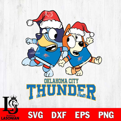 Oklahoma City Thunder Bluey Christmas Holiday Svg Eps Dxf Png File, Digital Download