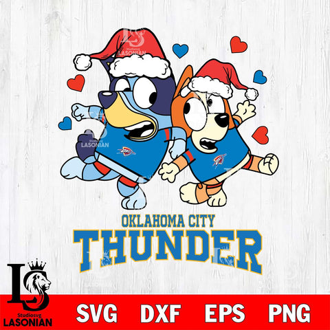 Oklahoma City Thunder Bluey Christmas NFL Svg Eps Dxf Png File, Digital Download