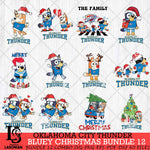 Oklahoma City Thunder Bluey Happy Christmas Bundle 12 Svg Eps Dxf Png File, Digital Download