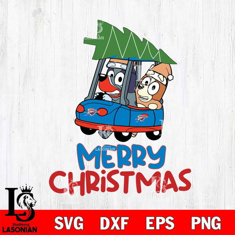 Oklahoma City Thunder Bluey Merry Christmas Svg Eps Dxf Png File, Digital Download