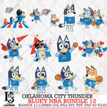 Oklahoma City Thunder Bluey NBA Bundle 12 Svg Eps Dxf Png File, Digital Download, Instant Download