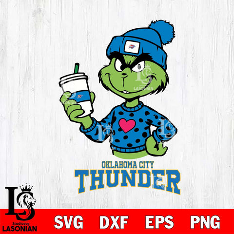 Oklahoma City Thunder Boujee Grinch Heart Christmas Cut Files Cricut, Svg Dxf Eps Png file , Silhouette