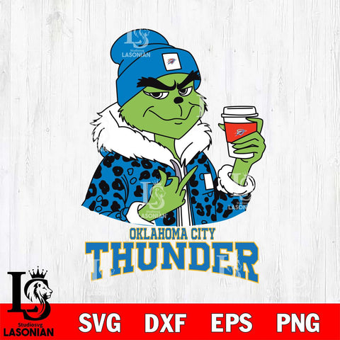 Oklahoma City Thunder Boujee Grinch Leopard Christmas Cut Files Cricut, Svg Dxf Eps Png file , Silhouette