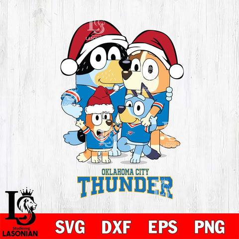 Oklahoma City Thunder Christmas Bluey Family Sport Svg , Christmas Svg , Bluey svg , Digital Download, dxf eps png pdf file