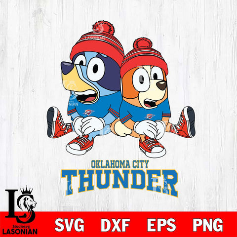 Oklahoma City Thunder Christmas Bluey & Bingo Sit Svg , Christmas Svg , Bluey svg , Digital Download, dxf eps png pdf file