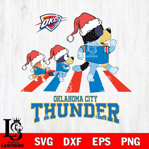 Oklahoma City Thunder Christmas Family Bluey Walking Svg , Christmas Svg , Bluey svg , Digital Download, dxf eps png pdf file