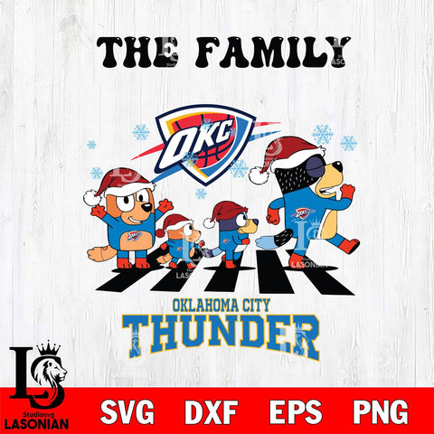 Oklahoma City Thunder Family Bluey Christmas Svg Eps Dxf Png File, Digital Download