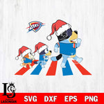 Oklahoma City Thunder Family Bluey Walking Christmas Svg Eps Dxf Png File, Digital Download, Instant Download