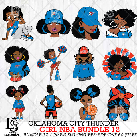 Oklahoma City Thunder Girl NBA Bundle 12 Svg Eps Dxf Png File, Digital Download, Instant Download