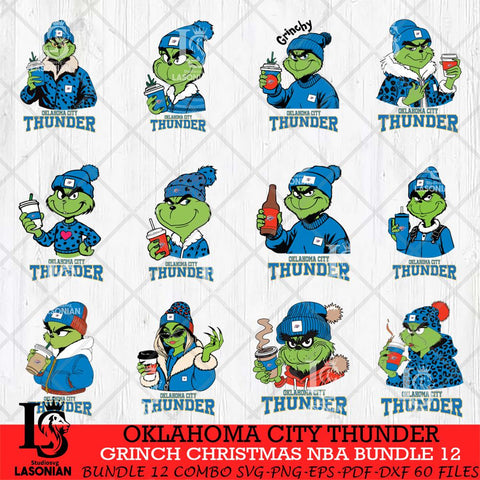 Oklahoma City Thunder Grinch Christmas NBA Bundle 12 Cut Files Cricut, Svg Dxf Eps Png file , Silhouette