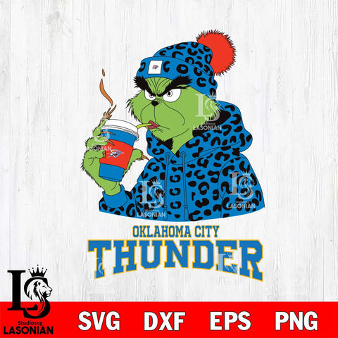 Oklahoma City Thunder Grinch Leopard Christmas Cut Files Cricut, Svg Dxf Eps Png file , Silhouette