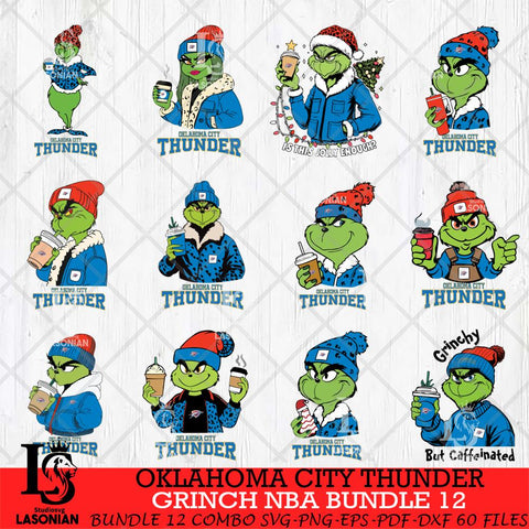 Oklahoma City Thunder Grinch NBA Bundle 12 SVG Eps Dxf Png File, Digital Download, Instant Download