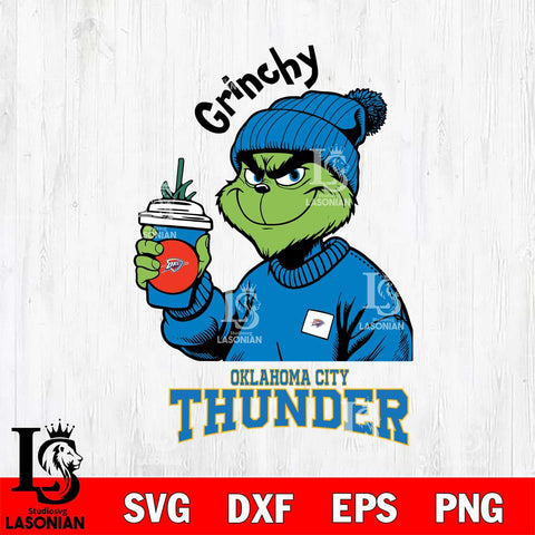 Oklahoma City Thunder Grinchy Bougie Christmas Cut Files Cricut, Svg Dxf Eps Png file , Silhouette