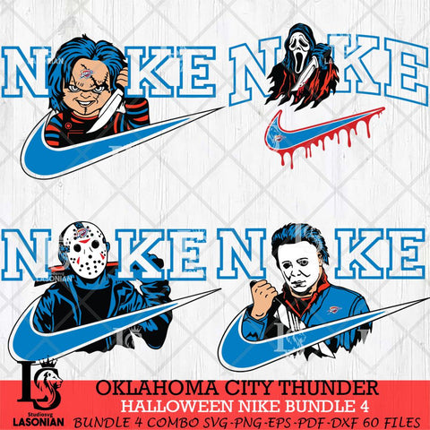 Oklahoma City Thunder Halloween Nike NBA Bundle 4 Svg Eps Dxf Png File, Digital Download, Instant Download