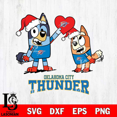 Oklahoma City Thunder Love Bluey Christmas Svg Eps Dxf Png File, Digital Download