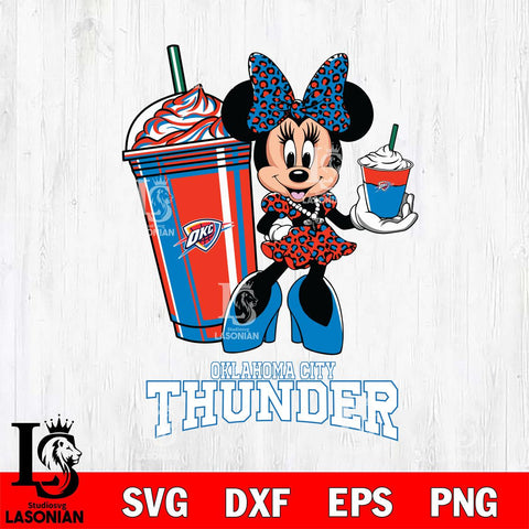 Oklahoma City Thunder Minnie Mouse Fan And Coffee Svg Eps Dxf Png File, Digital Download, Instant Download