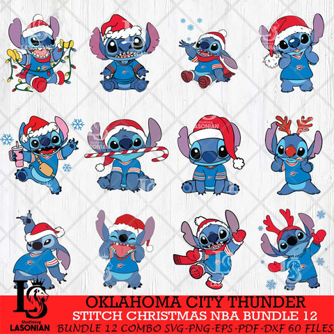 Oklahoma City Thunder Stitch Christmas NBA Bundle 12 SVG DXF EPS PNG file,Bundle NBA Svg, Digital download, Cut file