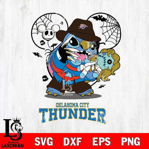 Oklahoma City Thunder Stitch Freddy Krueger Halloween Svg Eps Dxf Png File, Digital Download, Instant Download