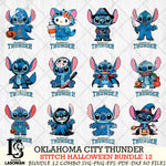 Oklahoma City Thunder Stitch Horror Bundle 12 SVG Svg Eps Dxf Png File, Bundle NBA svg, Digital Download, Instant Download