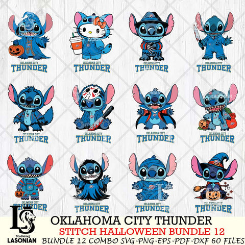 Oklahoma City Thunder Stitch Horror Bundle 12 SVG Svg Eps Dxf Png File, Bundle NBA svg, Digital Download, Instant Download