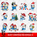 Oklahoma City Thunder  Bluey Christmas NBA Bundle 12 Svg Eps Dxf Png File, Digital Download, Instant Download