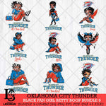 Oklahoma City Thunder Black Fan Girl Betty Boop Bundle 9 Svg Eps Dxf Png File, Digital Download, Instant Download