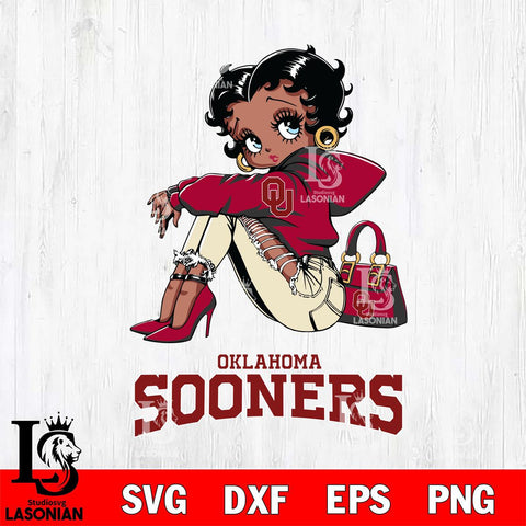 Oklahoma Sooners Betty Boop Black Fan Girl Svg Eps Dxf Png File, Digital Download, Instant Download