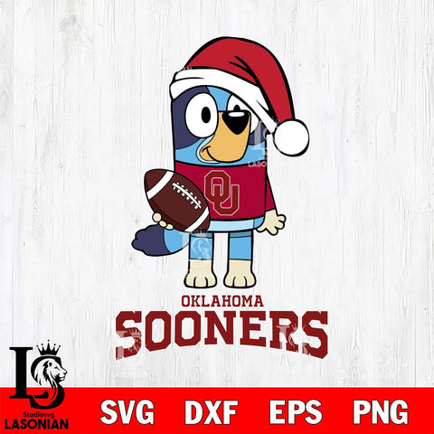 Oklahoma Sooners Bluey Christmas Svg Eps Dxf Png File, Digital Download