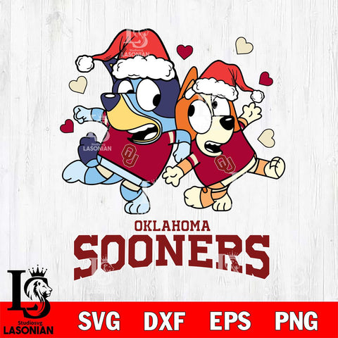 Oklahoma Sooners Bluey Christmas NFL Svg Eps Dxf Png File, Digital Download