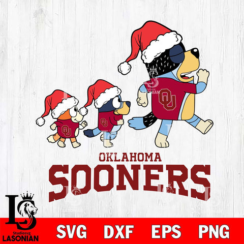 Oklahoma Sooners Bluey Family Christmas Svg Eps Dxf Png File, Digital Download